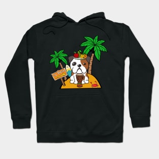 Funny english bulldog is on a deserted island Hoodie